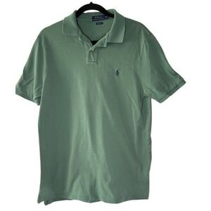 Polo Ralph Lauren Classic Fit Polo Shirt Size M Green 100% Cotton Pony Medium